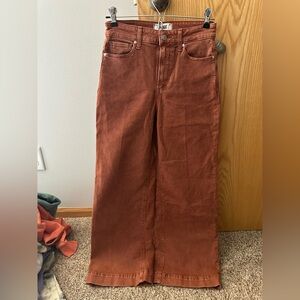 PAIGE Rust Flare Wide Leg Jeans